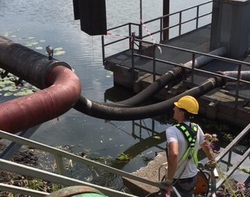 Stalen damwand langs te Linge te Gorinchem